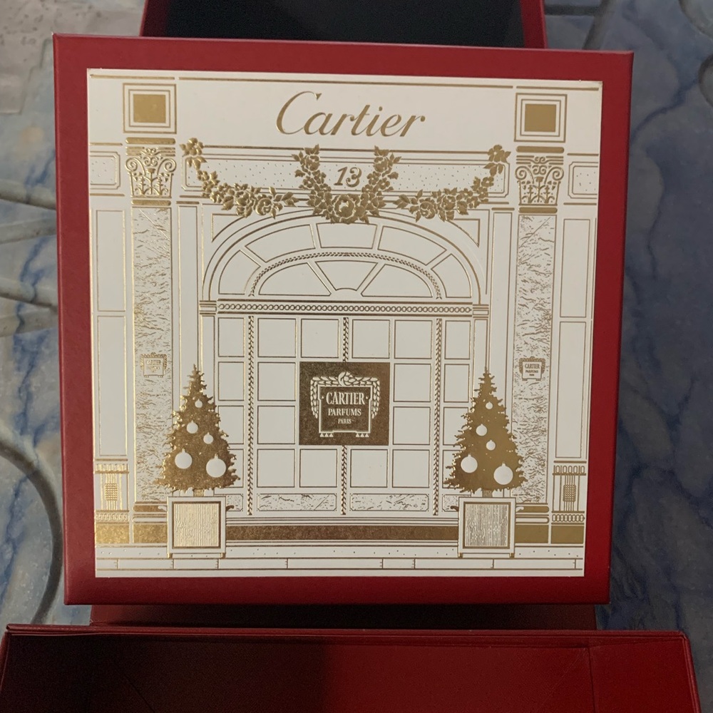 Cartier Christmas Box Empty. 8x8x3 5/8. Beautiful keepsake to fill w/treasures!